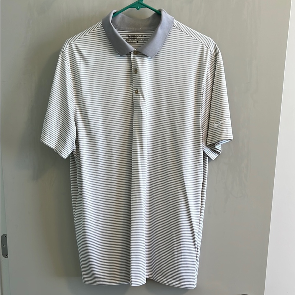 Nike Gray and White Polo Shirt Classic Design